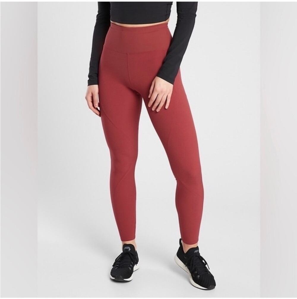 Athleta Leggings Womens 10 Tall Red Quest Hybrid Stretch Athletic Hiking Gym